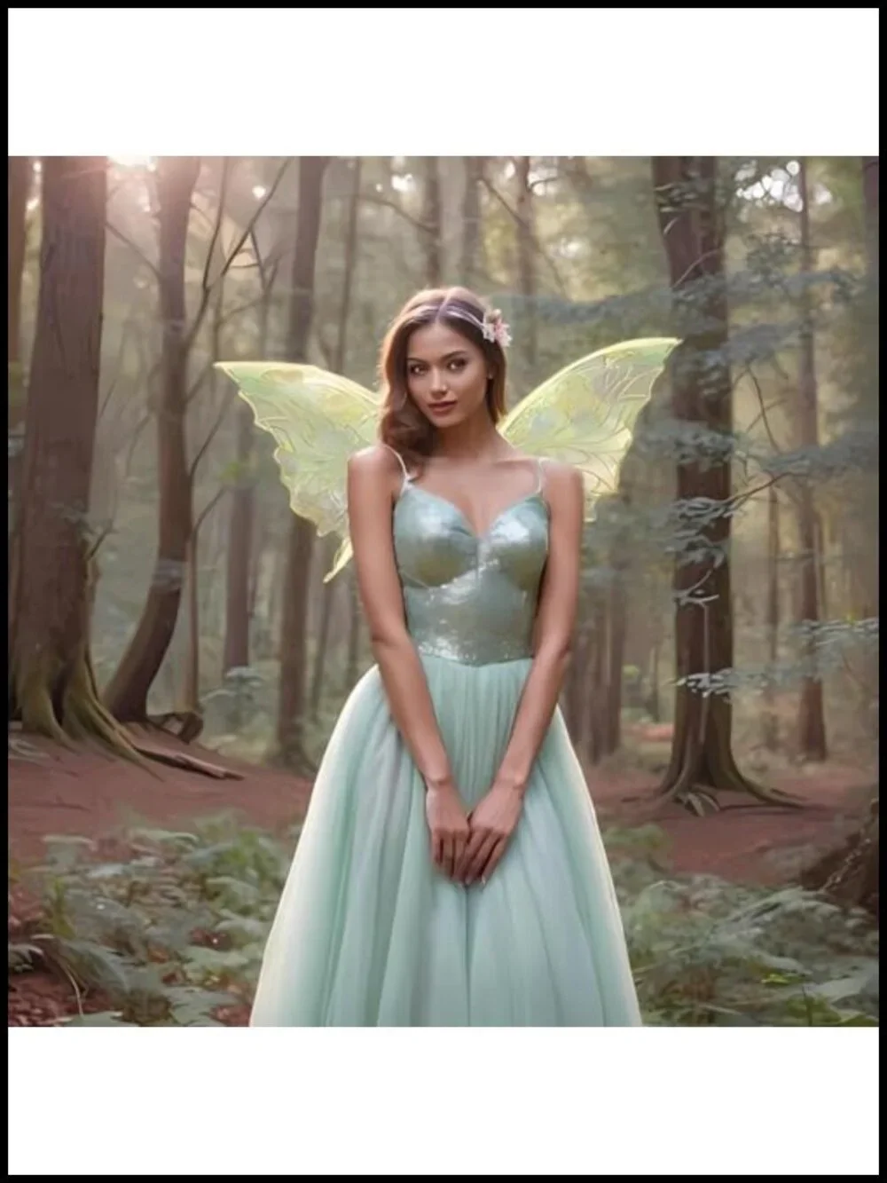 Fairy Costume Set with Wings, Wand, Floral Garland, Tinsel & Elf Ears –